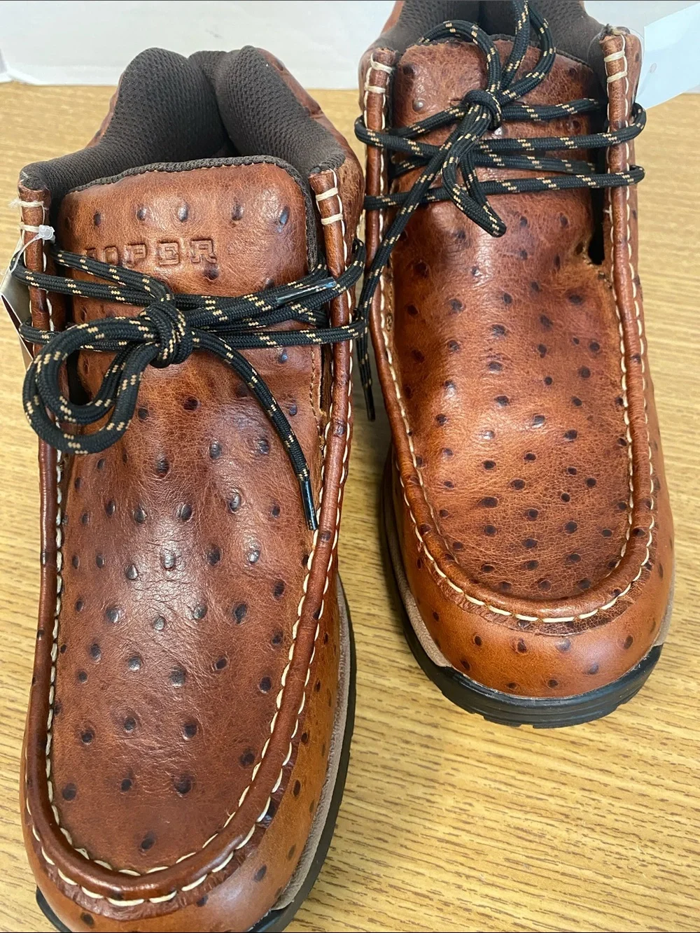 Roper Men's Stirrup Ostrich Print Moc Toe Chukka Boots